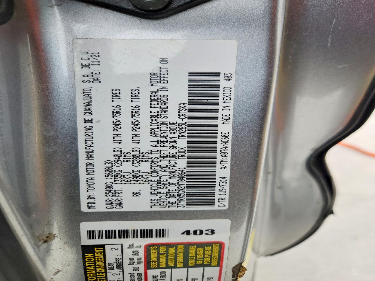 2022 TOYOTA TACOMA SR photo 12