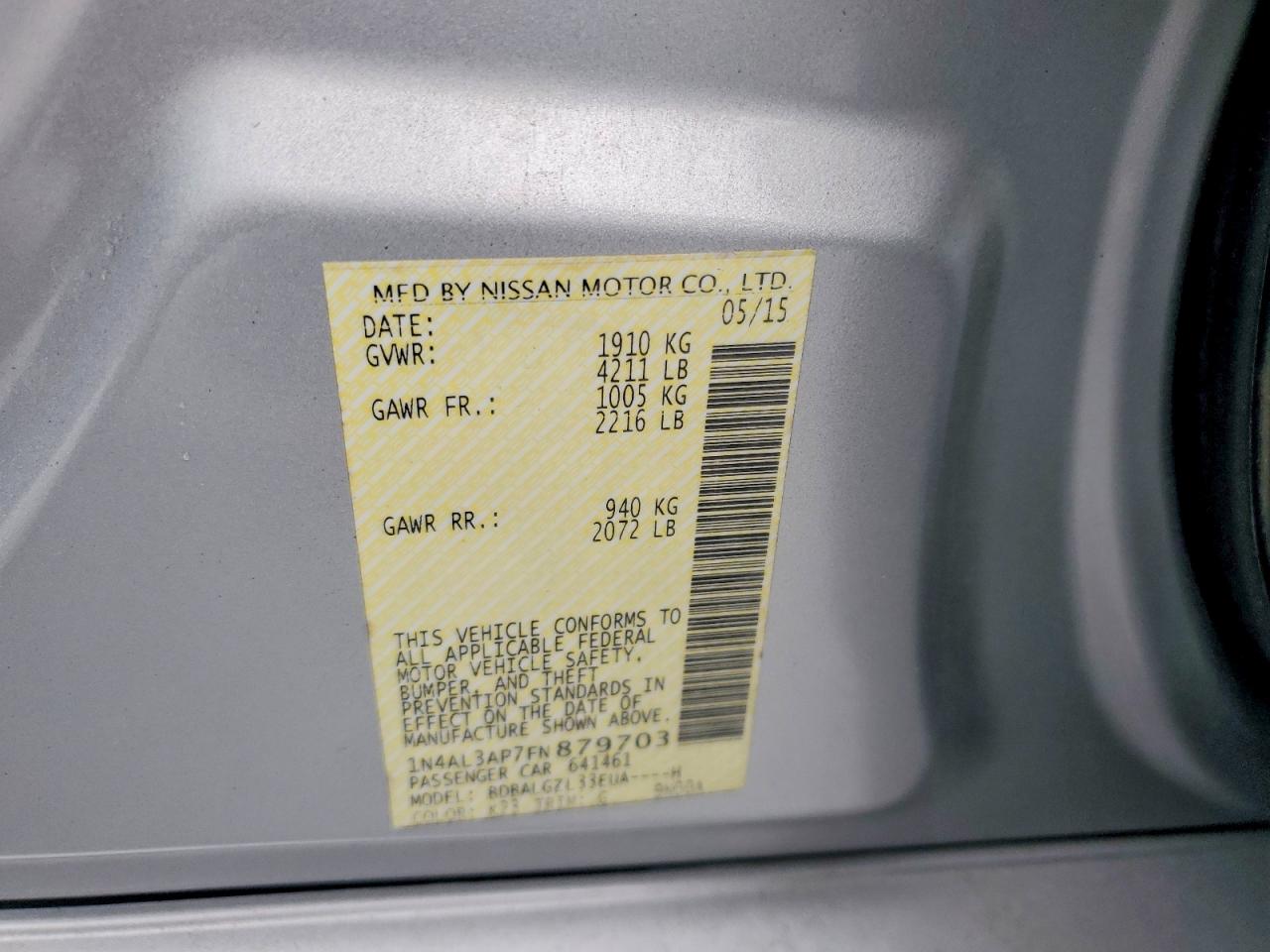 2015 NISSAN ALTIMA 2.5 S photo 34