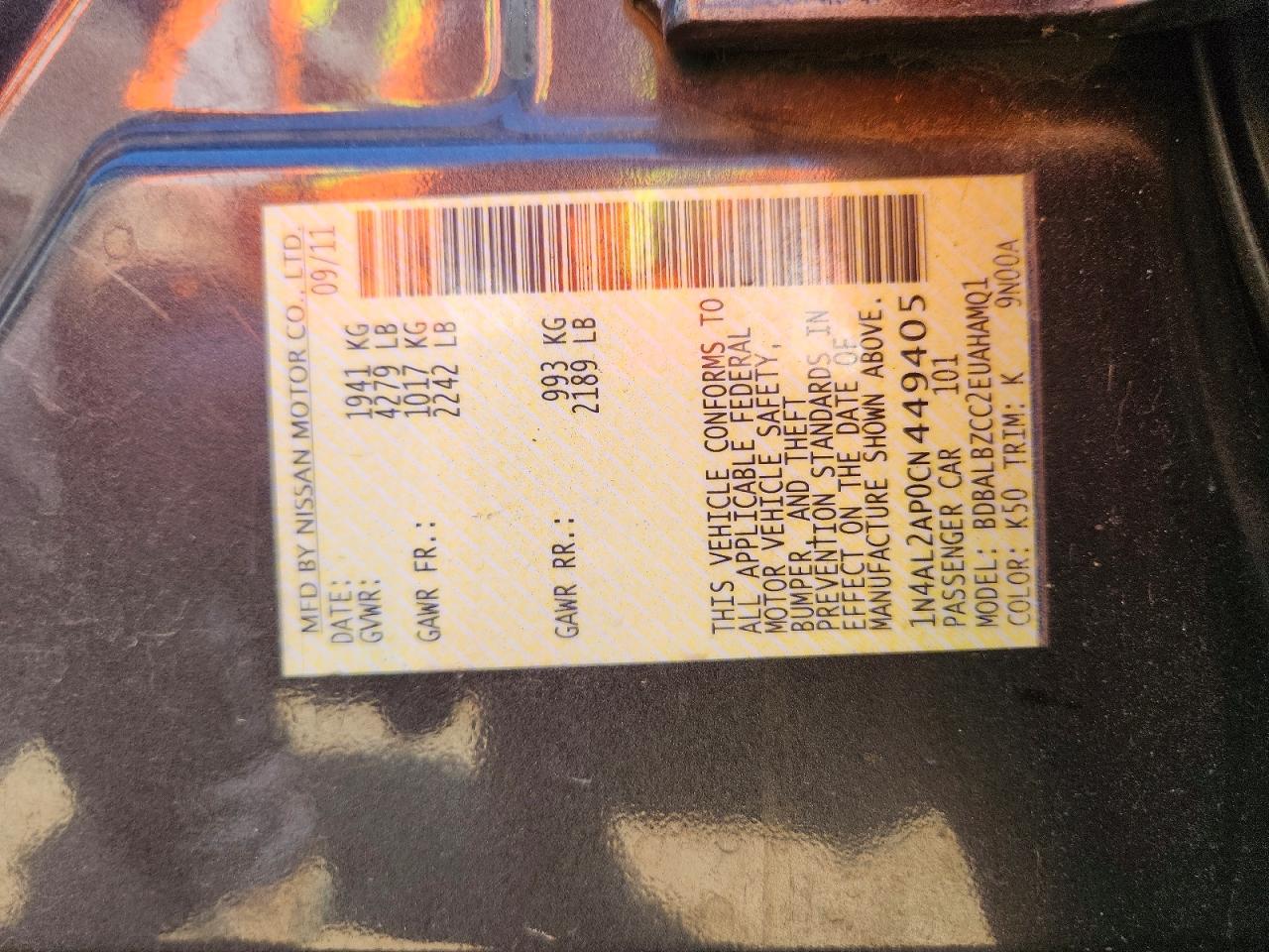 2012 NISSAN ALTIMA 2.5 photo 37