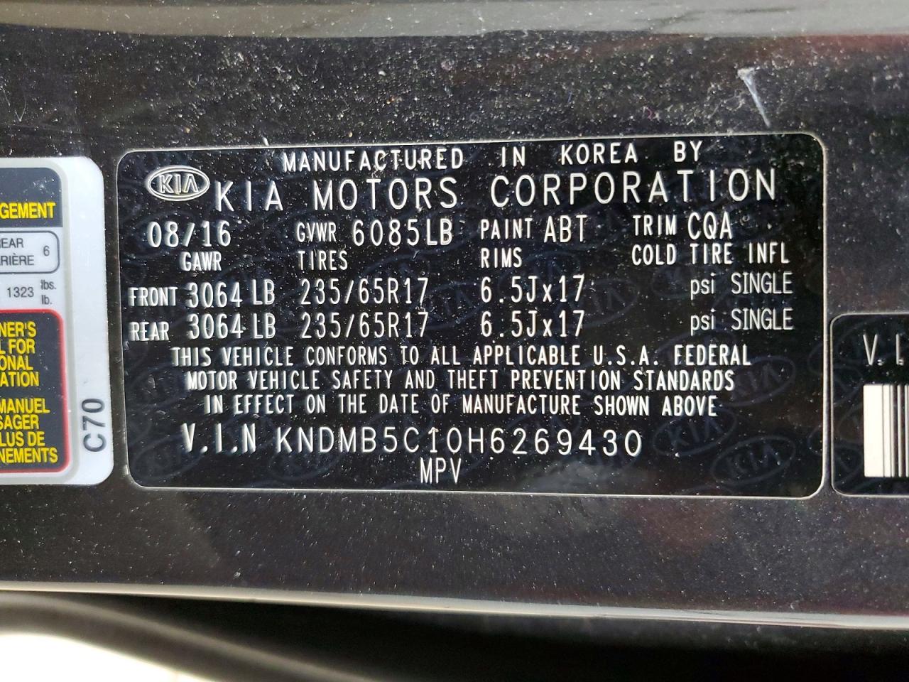 2017 KIA SEDONA LX photo 25