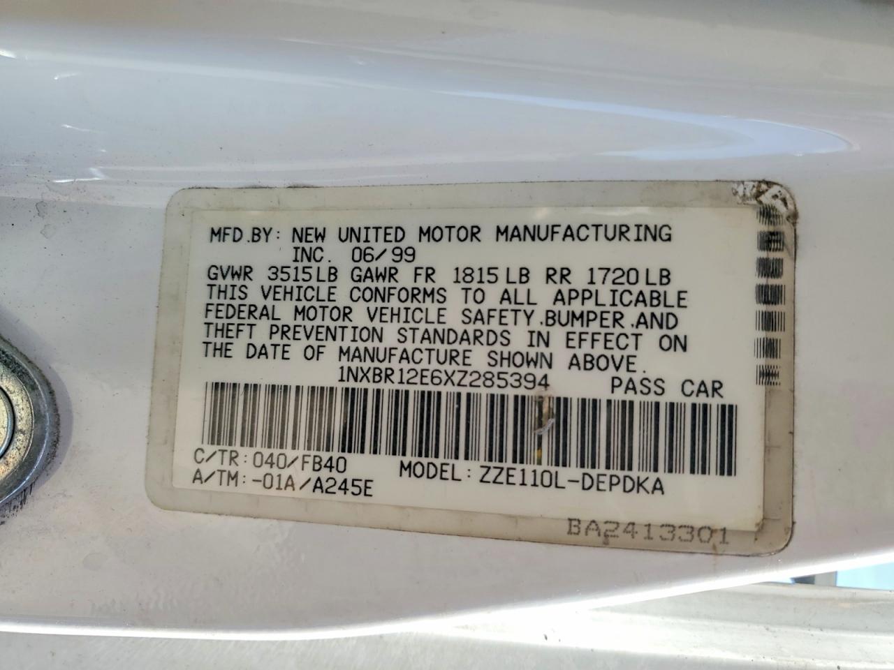 1999 TOYOTA COROLLA VE photo 34
