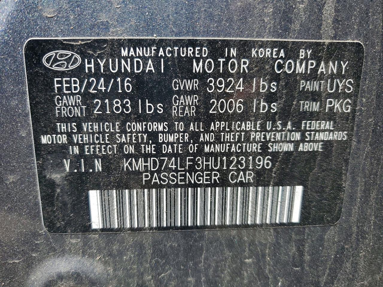 2017 HYUNDAI ELANTRA SE photo 12