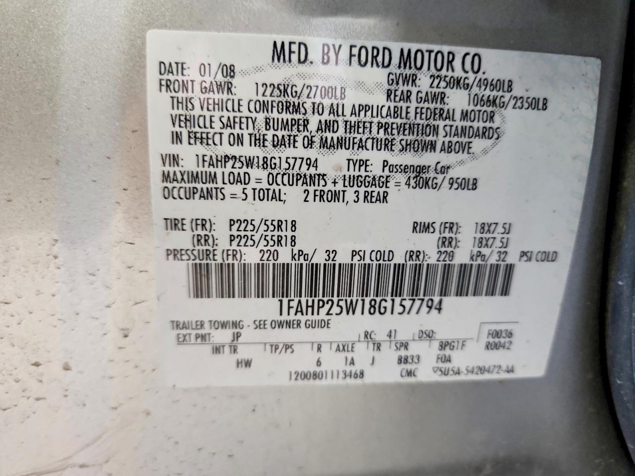 2008 FORD TAURUS LIMITED photo 23
