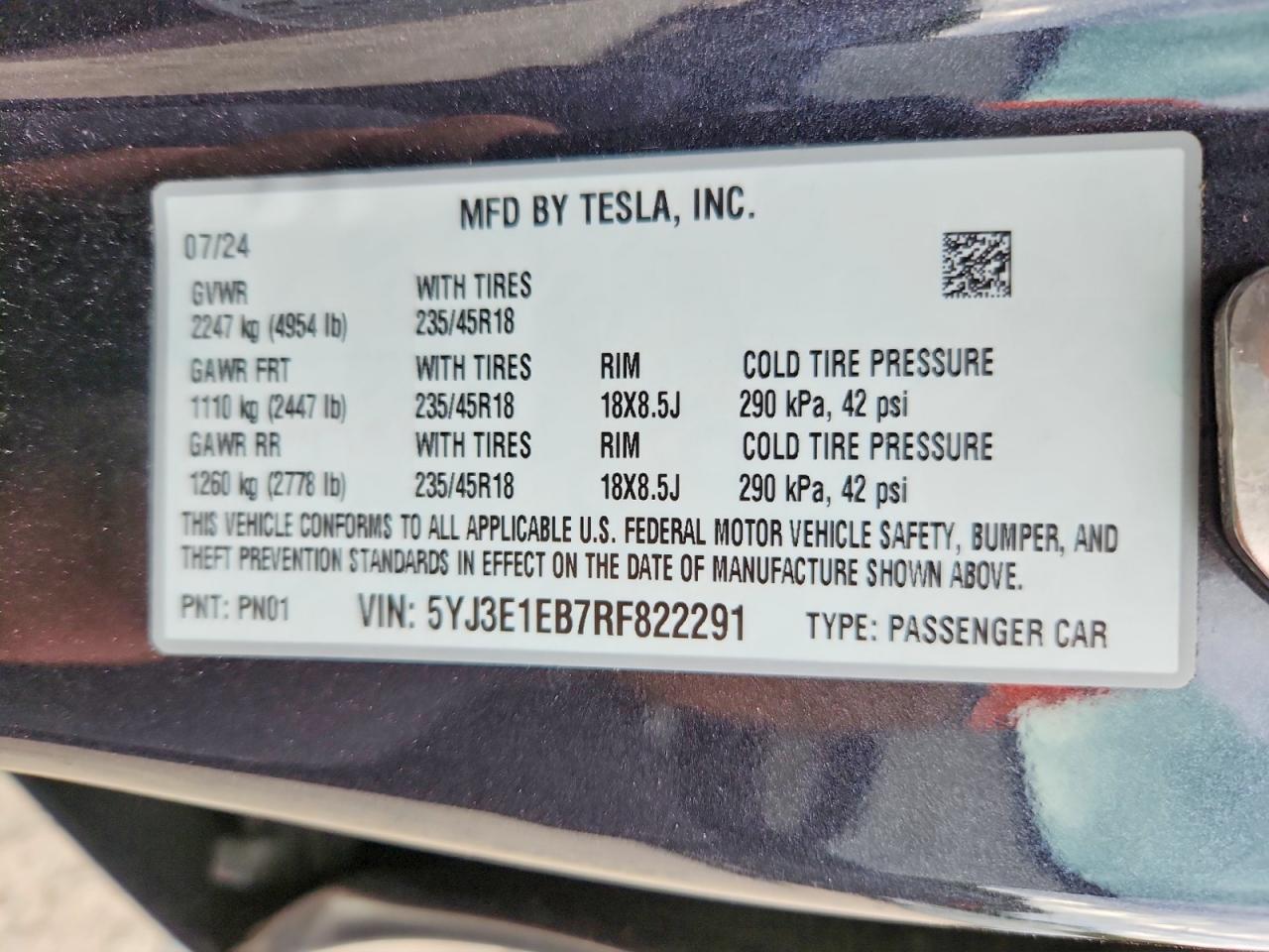 2024 TESLA MODEL 3 photo 23