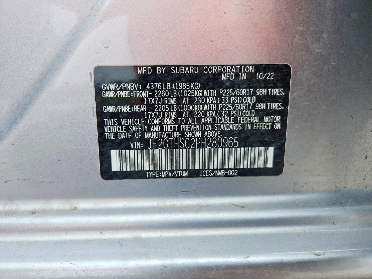 2023 SUBARU CROSSTREK SPORT photo 23