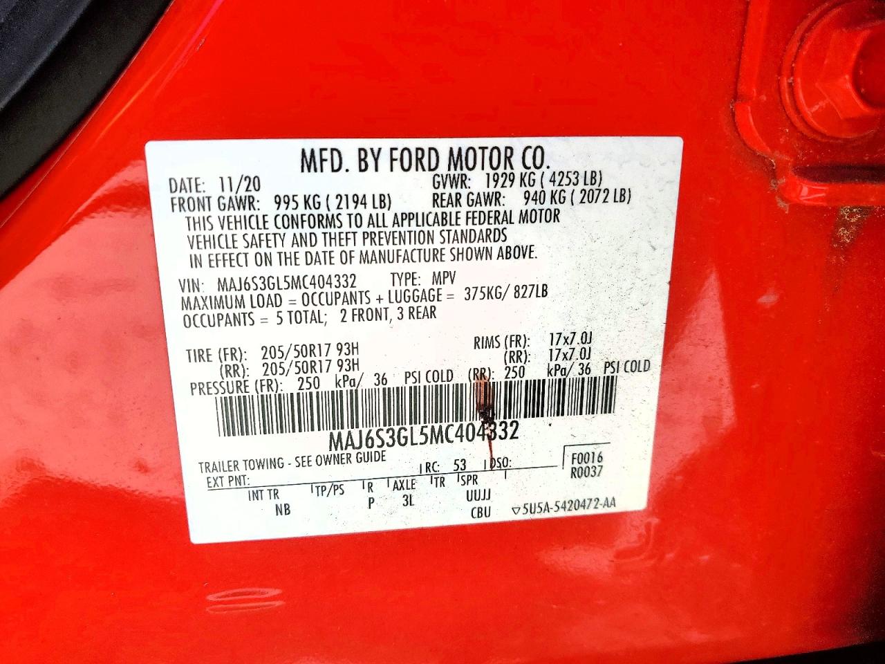2021 FORD ECOSPORT photo 37