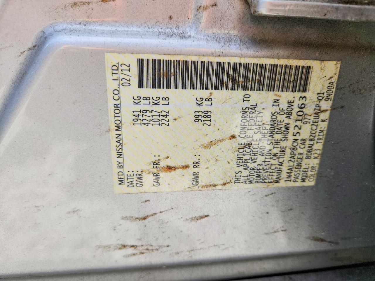 2012 NISSAN ALTIMA 2.5 photo 34