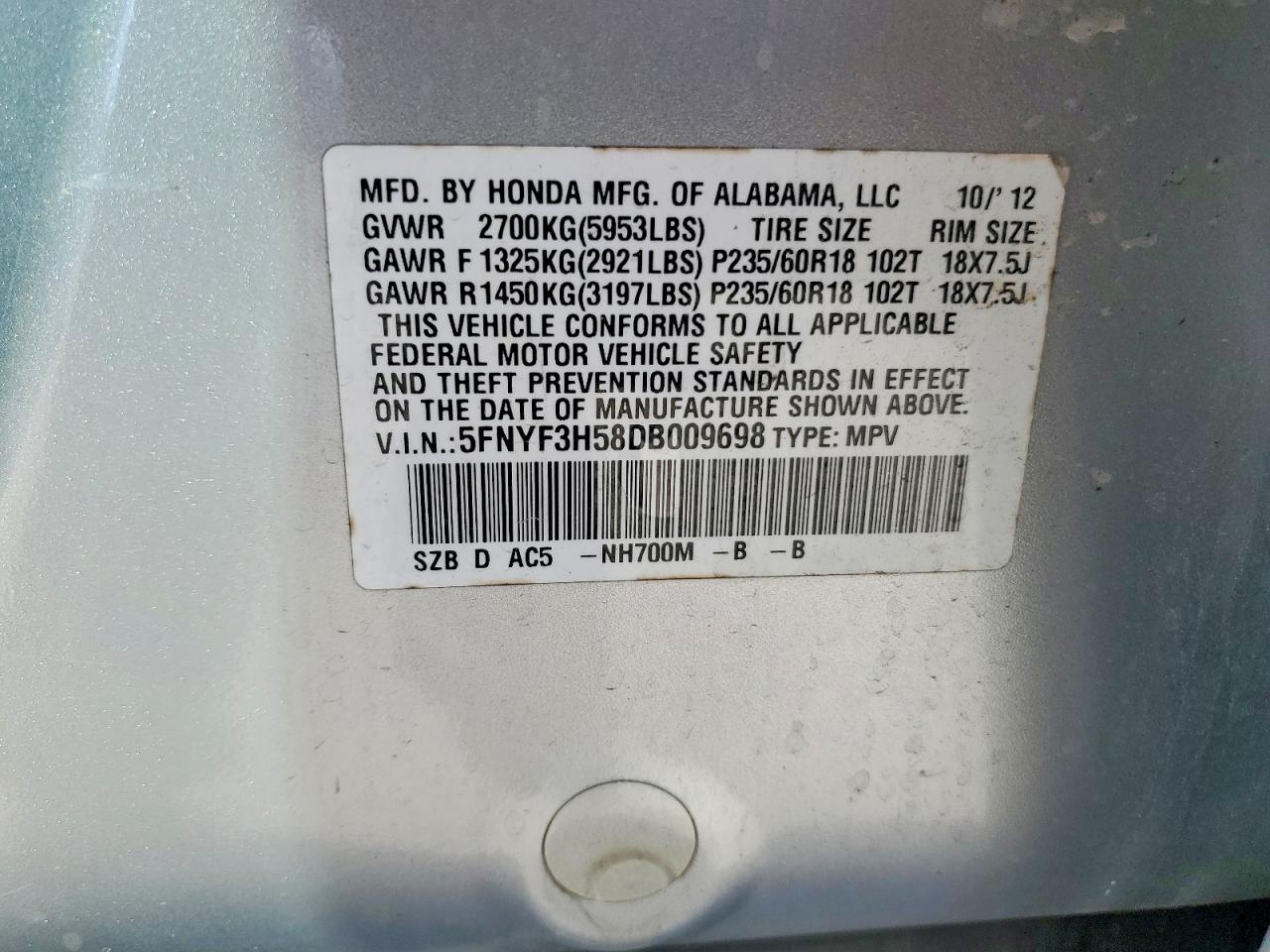 2013 HONDA PILOT EXL photo 25