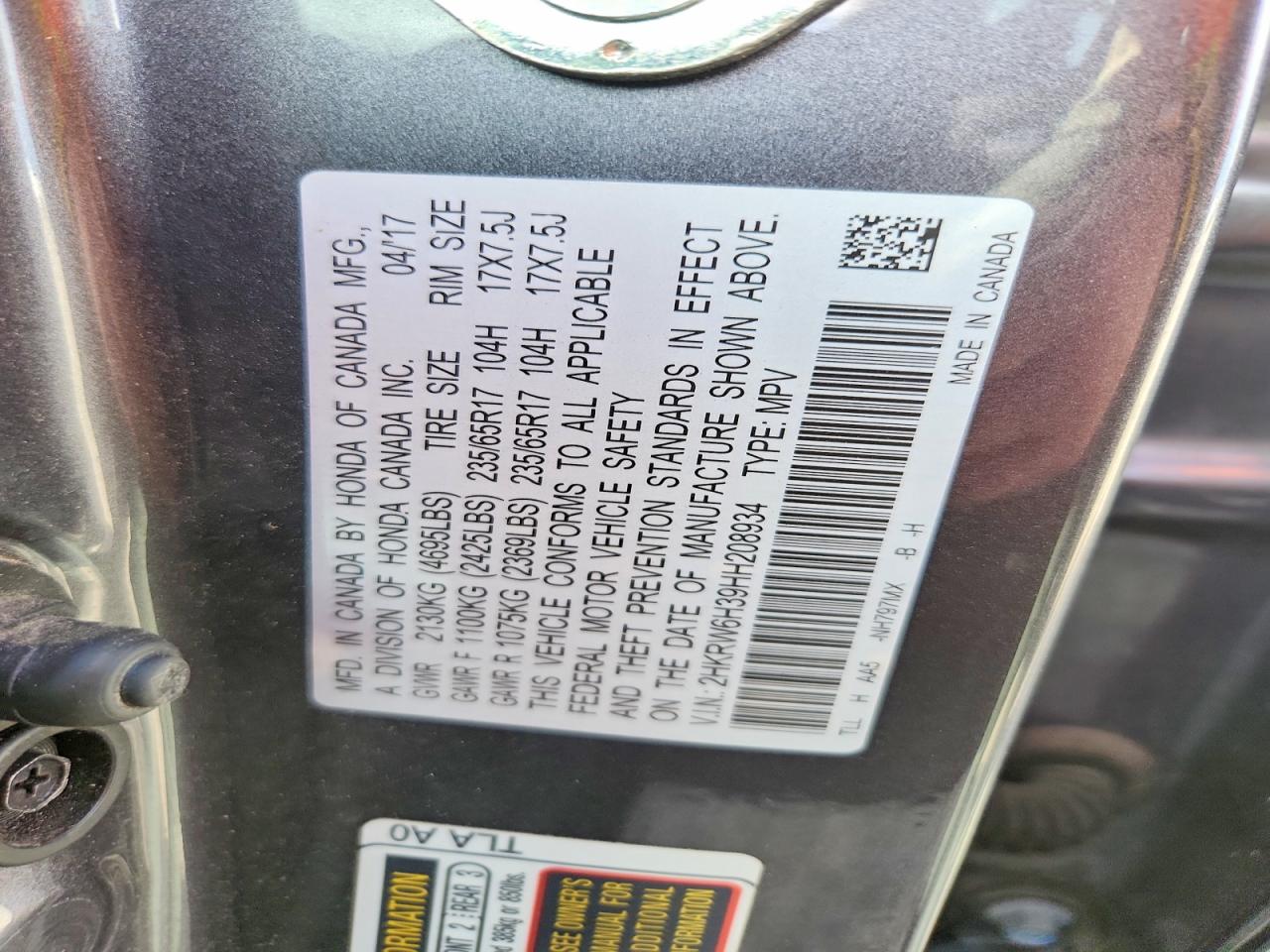 2017 HONDA CR-V LX photo 34