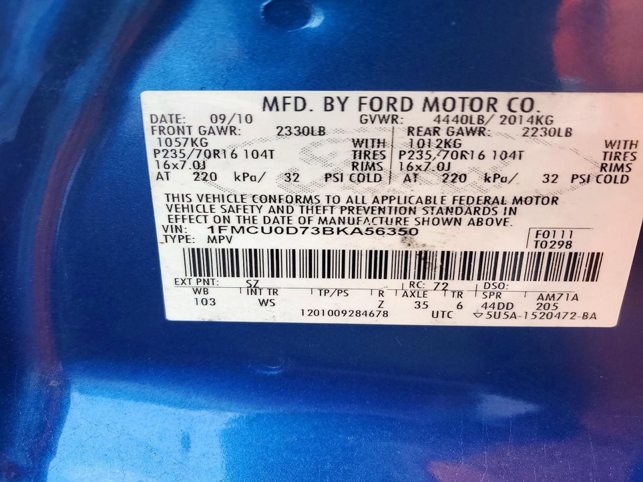2011 FORD ESCAPE XLT photo 34