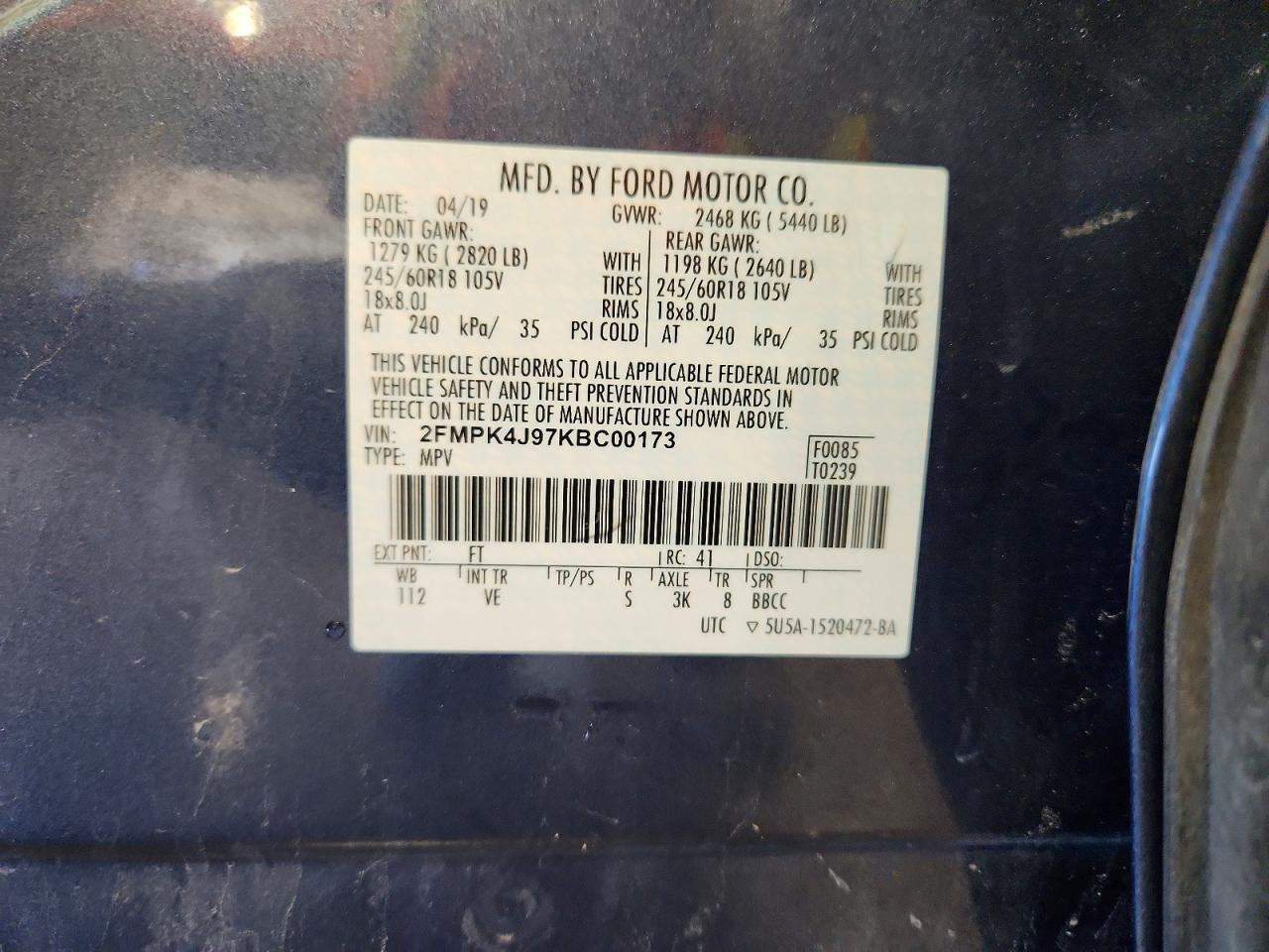 2019 FORD EDGE SEL photo 40