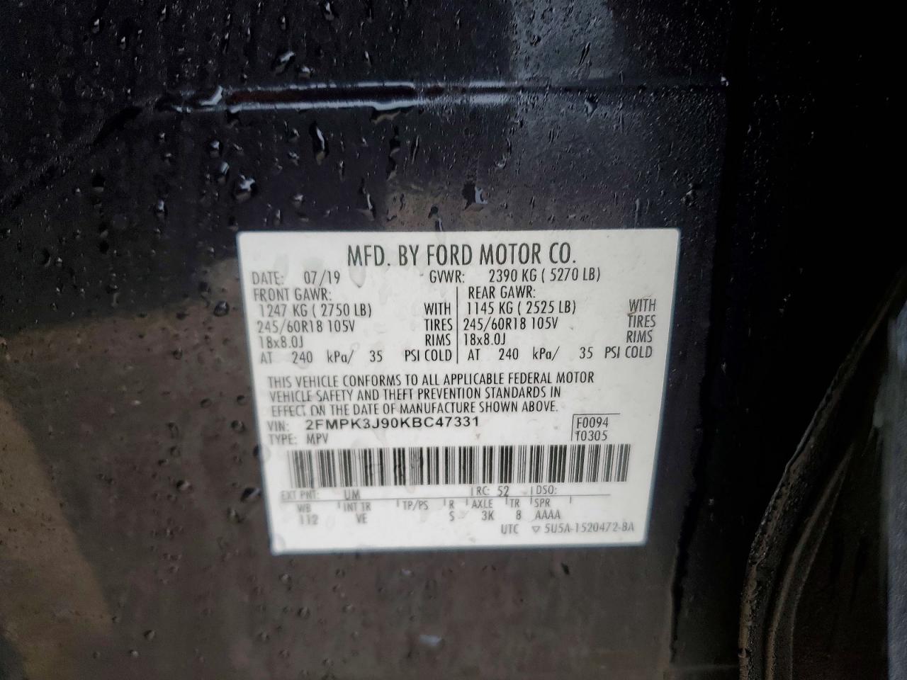 2019 FORD EDGE SEL photo 12