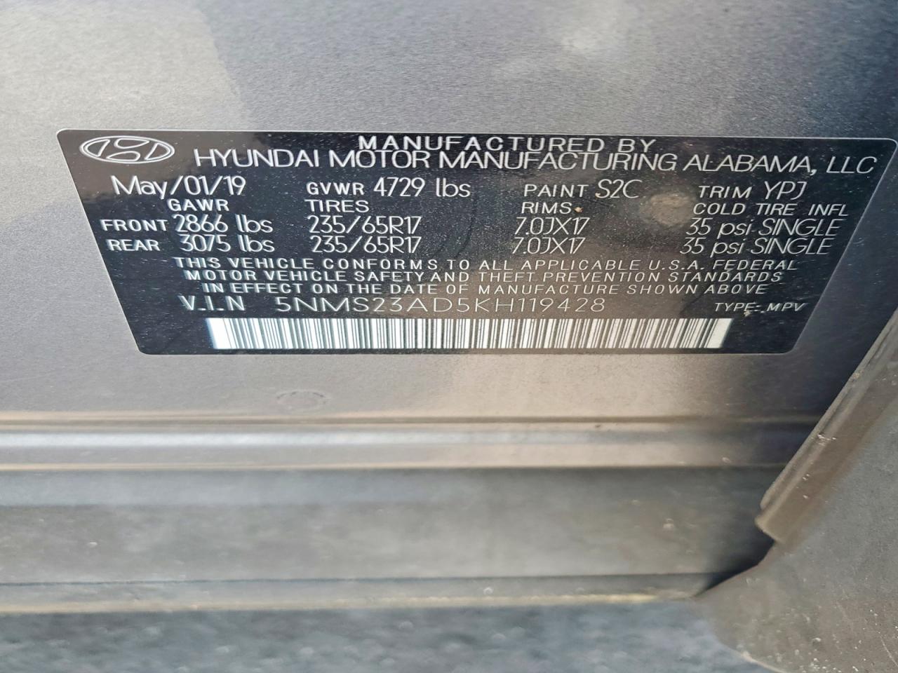 2019 HYUNDAI SANTA FE SE photo 27