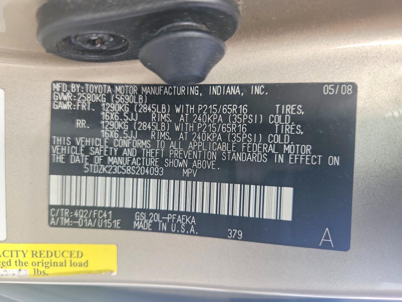 2008 TOYOTA SIENNA LE 7-PASSENGER photo 37