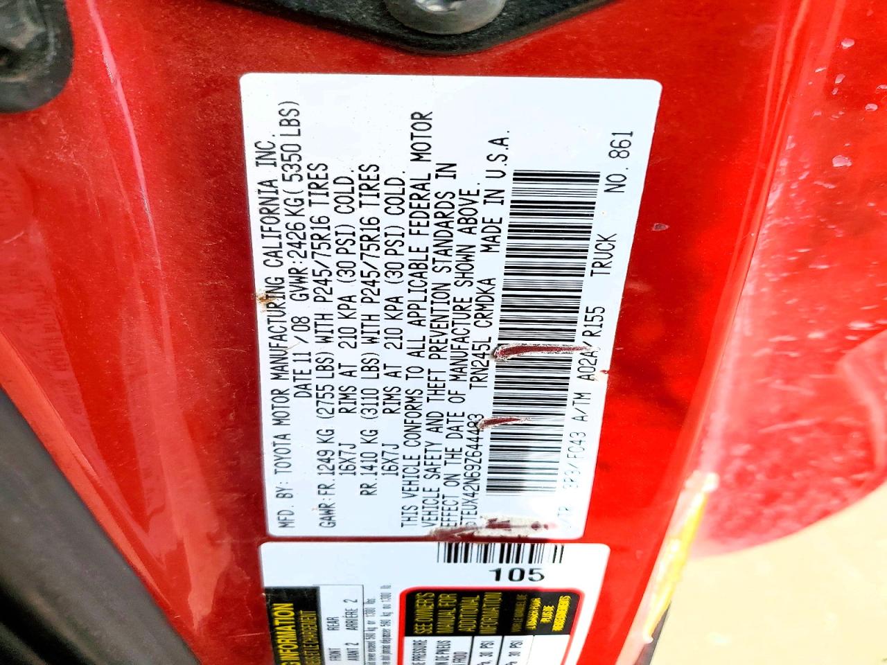 2009 TOYOTA TACOMA ACCESS CAB photo 34