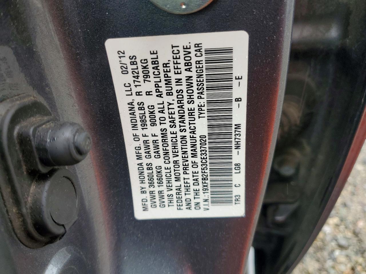 2012 HONDA CIVIC LX photo 23