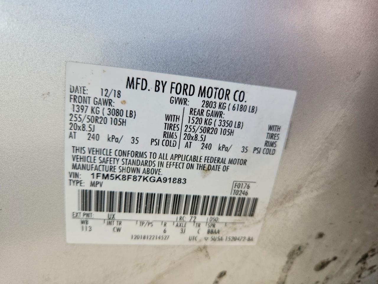 2019 FORD EXPLORER LIMITED photo 37