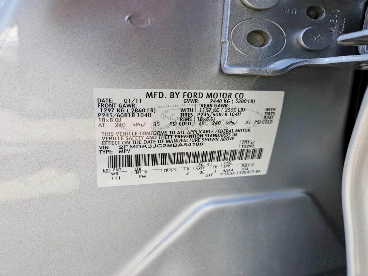 2011 FORD EDGE SEL photo 25