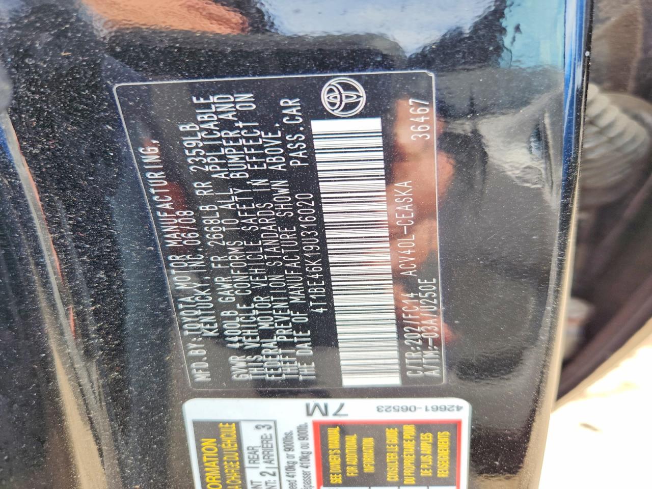 2009 TOYOTA CAMRY SE photo 34