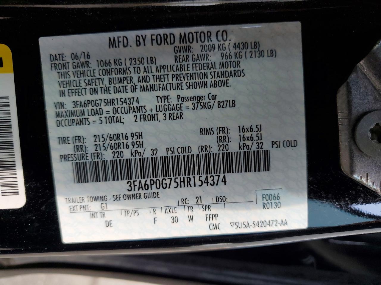2017 FORD FUSION S photo 23