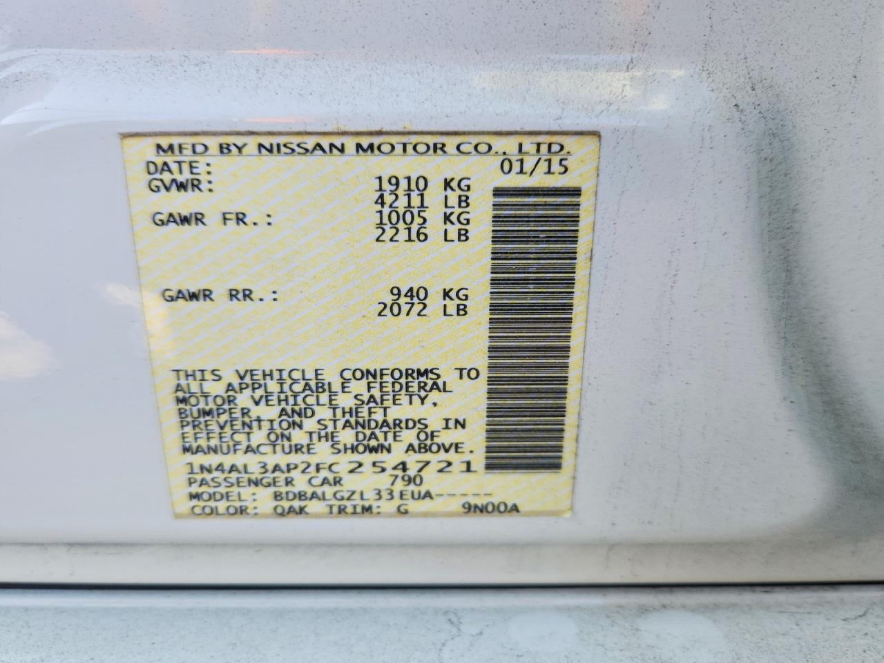 2015 NISSAN ALTIMA 2.5 S photo 23
