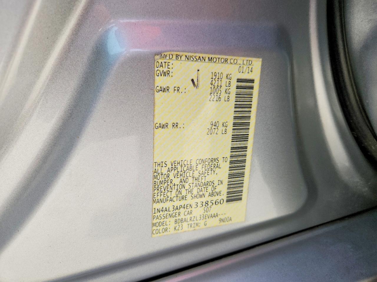 2014 NISSAN ALTIMA 2.5 photo 12