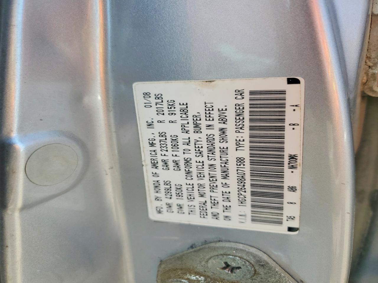 2008 HONDA ACCORD LXP photo 23