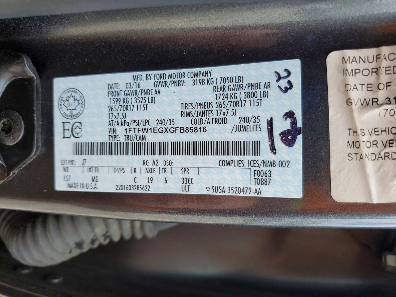 2016 FORD F150 SUPERCREW photo 25