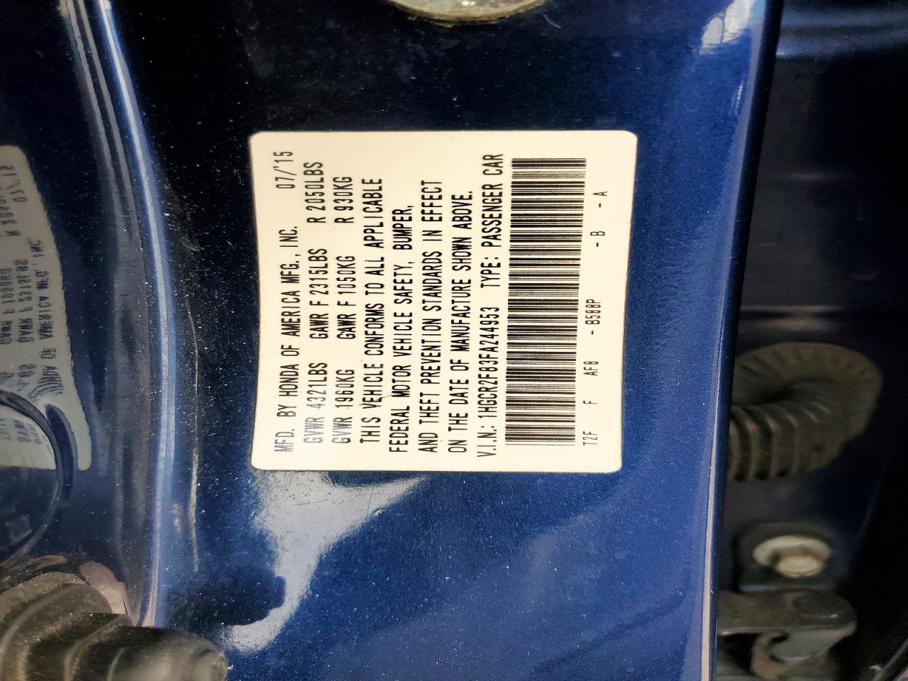 2015 HONDA ACCORD EXL photo 34