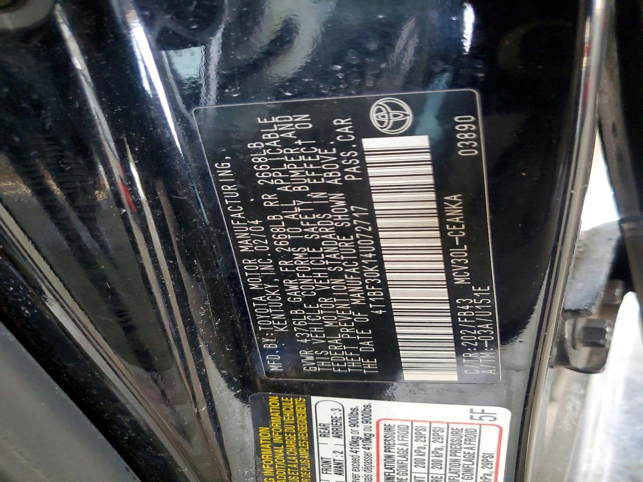 2004 TOYOTA CAMRY LE V6 photo 34
