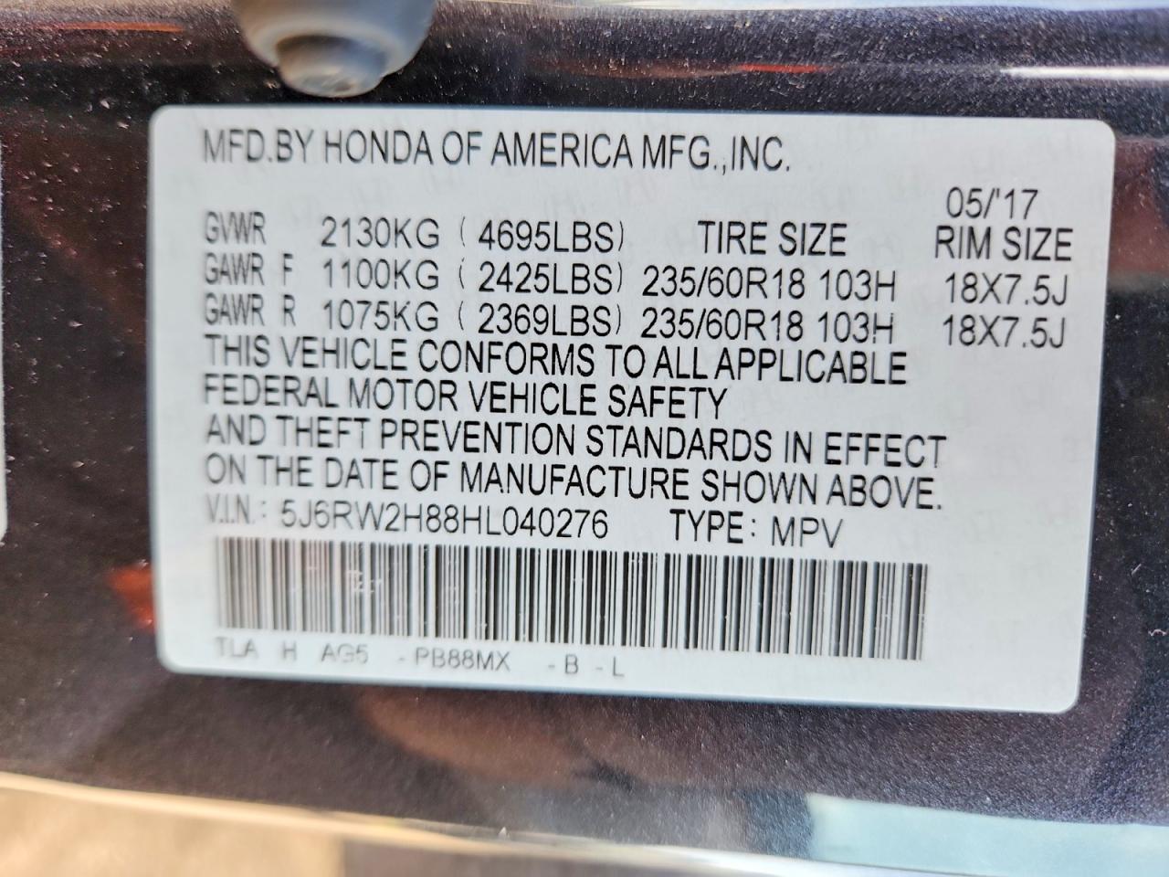 2017 HONDA CR-V EXL photo 34