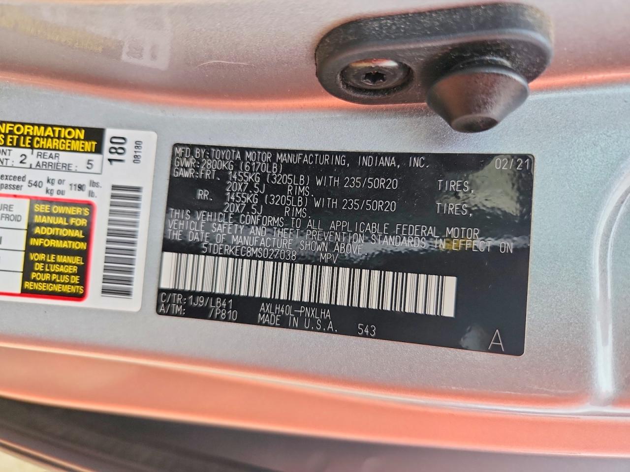 2021 TOYOTA SIENNA PLATINUM 7-PASSENGER photo 13