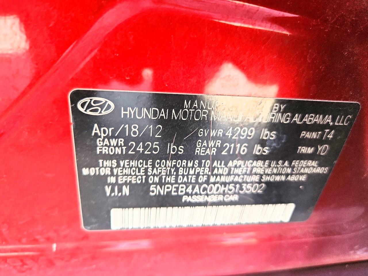 2013 HYUNDAI SONATA GLS photo 12
