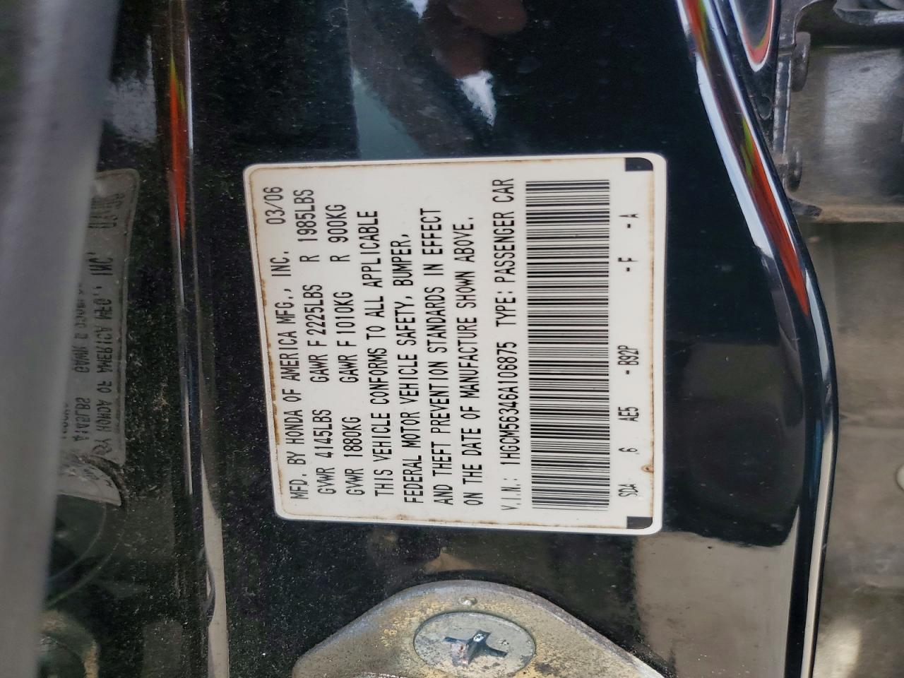 2006 HONDA ACCORD SE photo 23