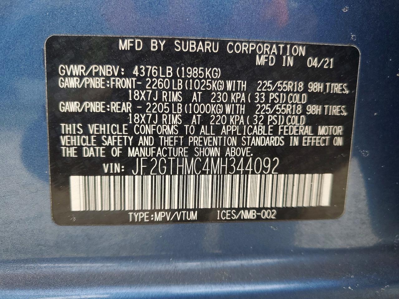 2021 SUBARU CROSSTREK LIMITED photo 34