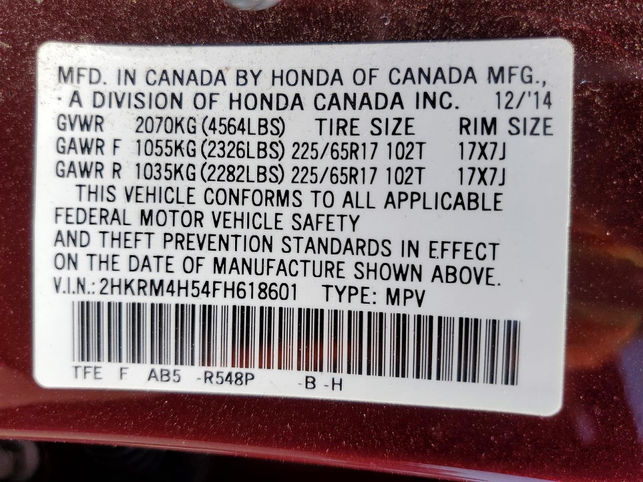 2015 HONDA CR-V EX photo 25