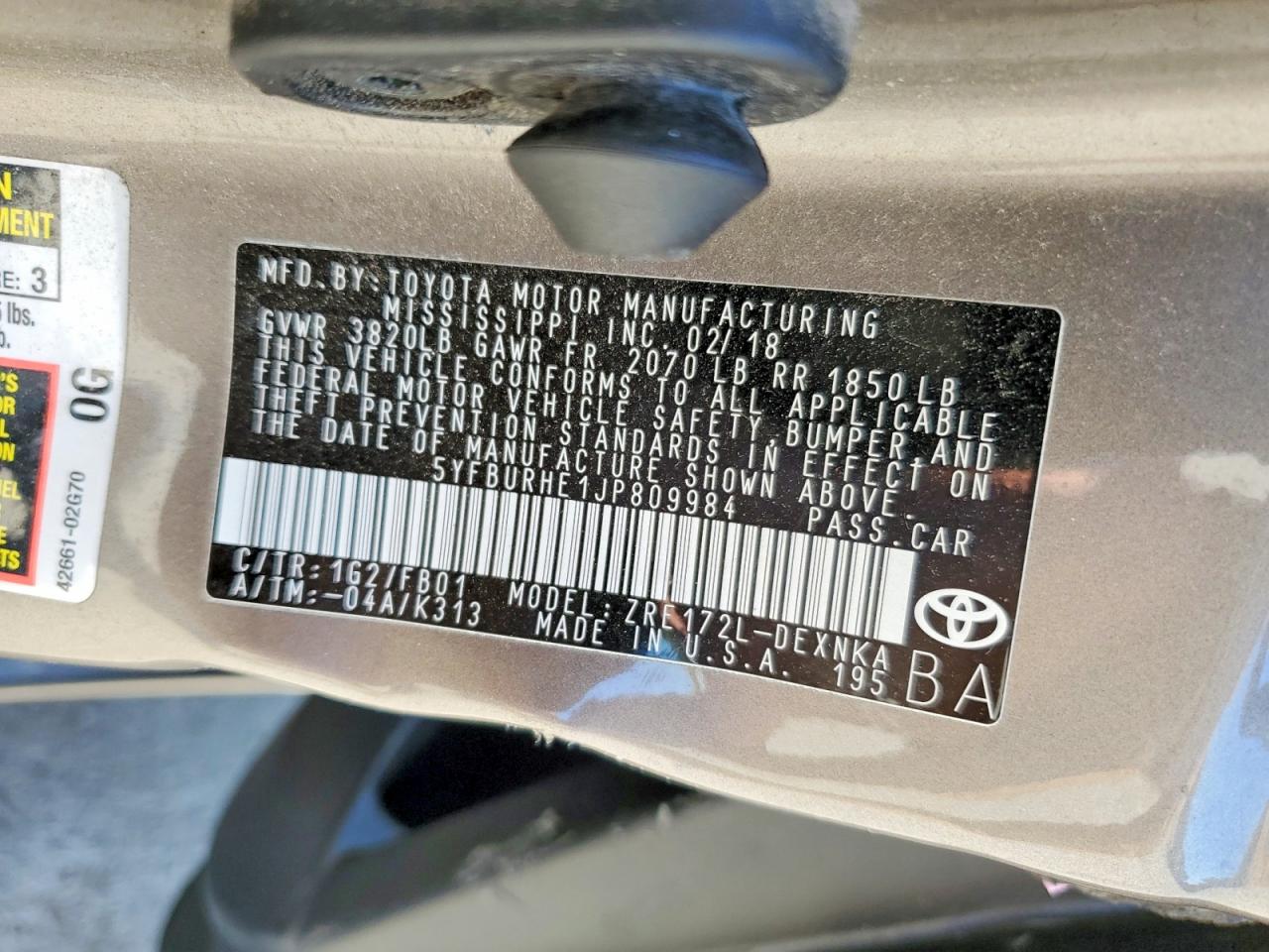 2018 TOYOTA COROLLA LE photo 25