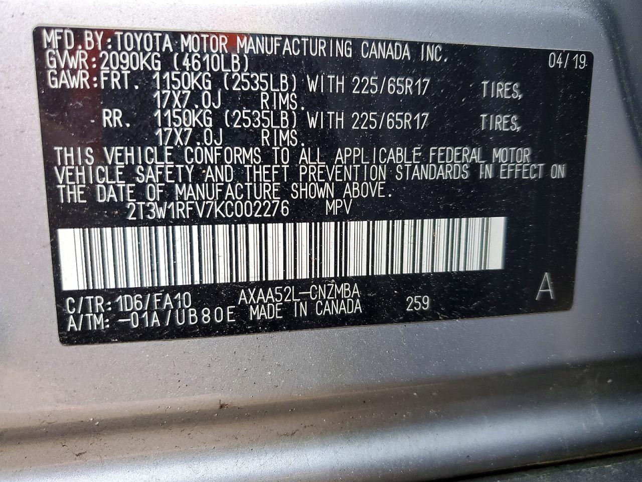2019 TOYOTA RAV4 XLE photo 25