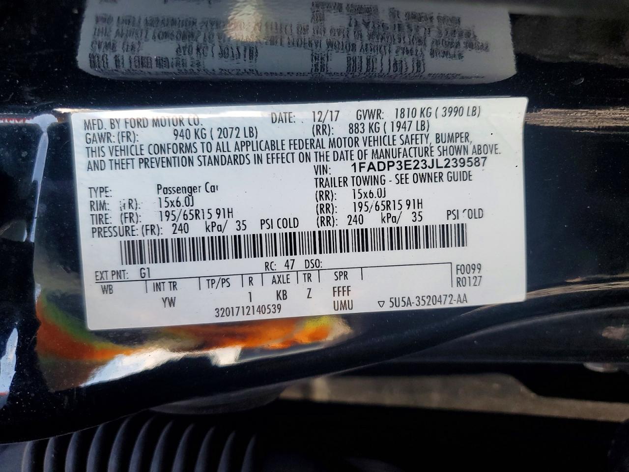2018 FORD FOCUS S photo 34
