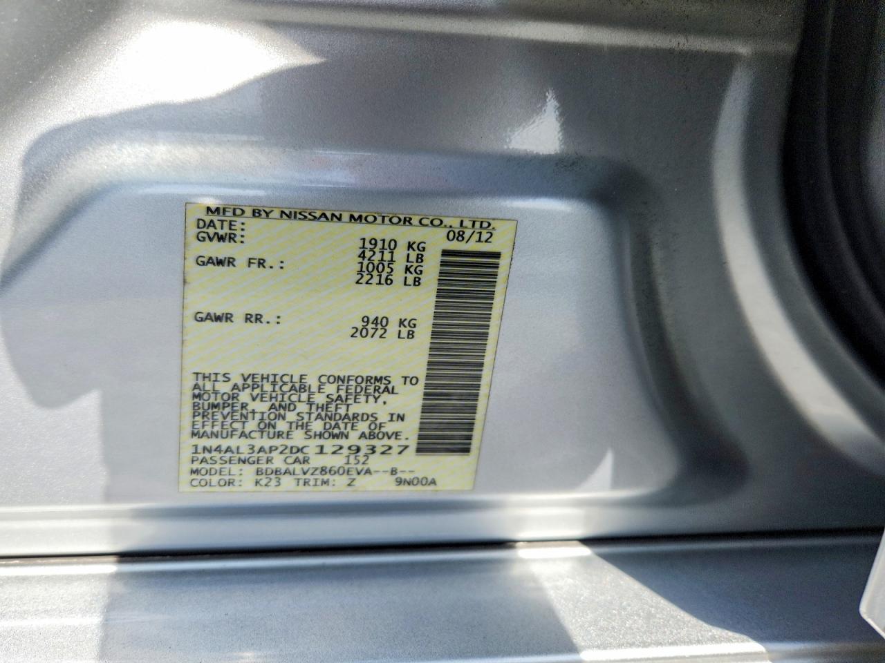 2013 NISSAN ALTIMA 2.5 photo 12