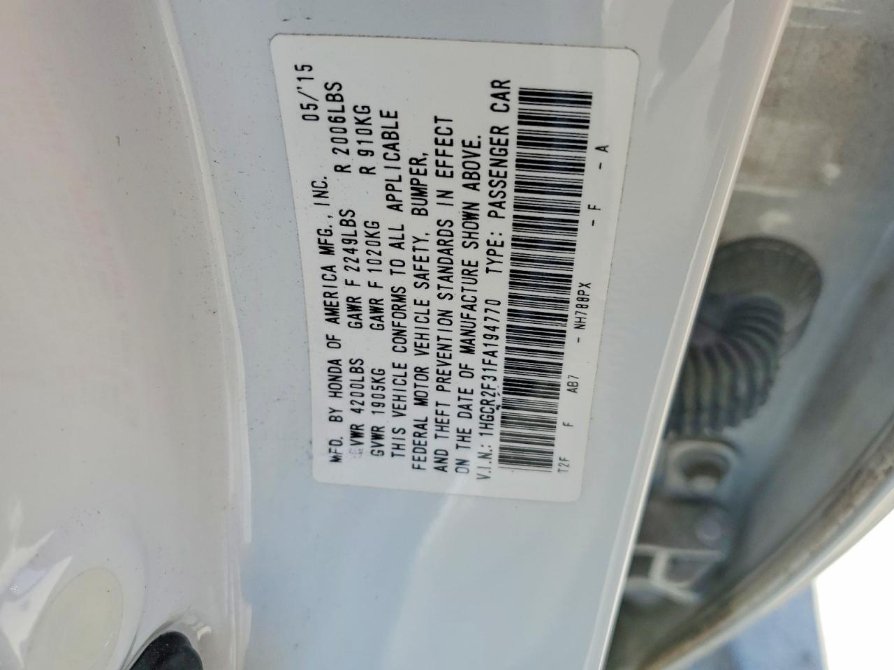 2015 HONDA ACCORD LX photo 23