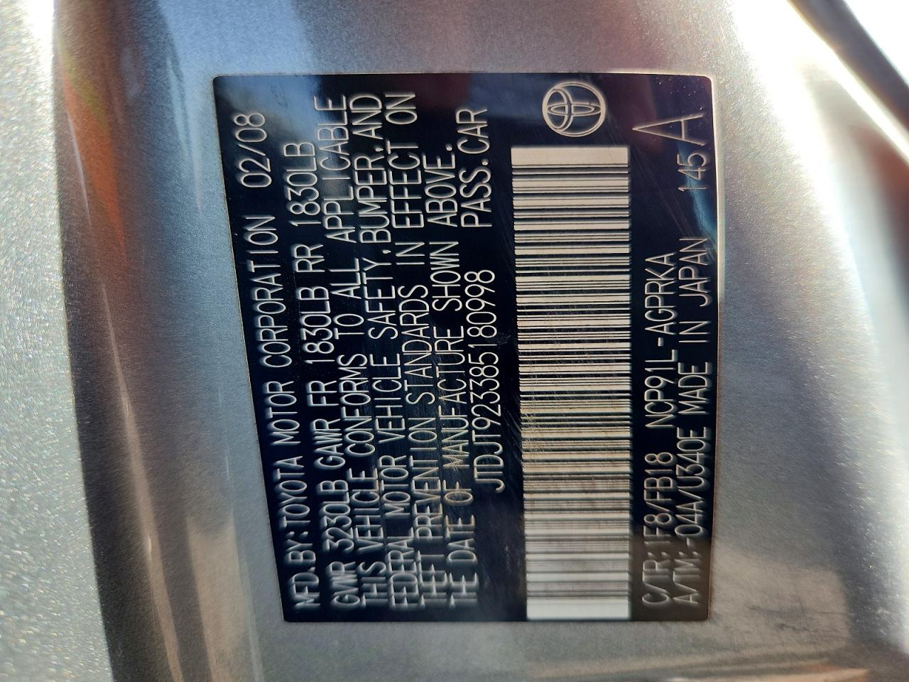 2008 TOYOTA YARIS BASE photo 23
