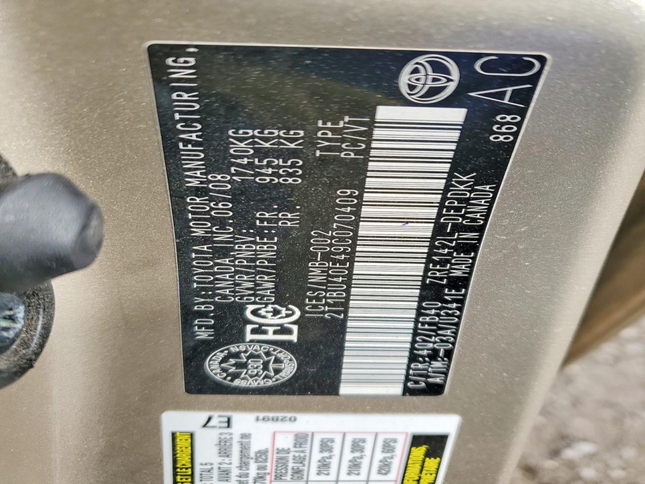 2009 TOYOTA COROLLA BASE photo 34