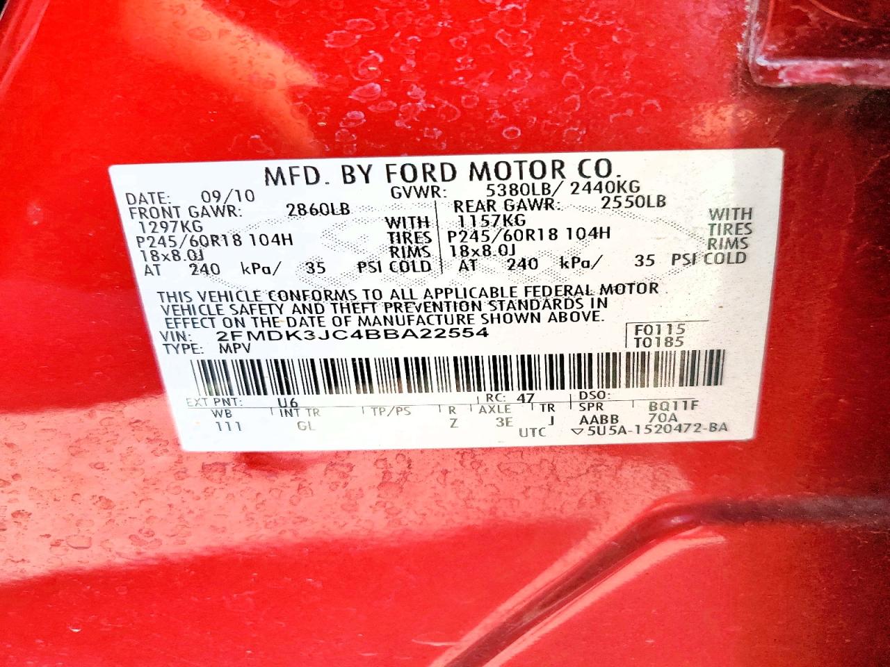 2011 FORD EDGE SEL photo 40