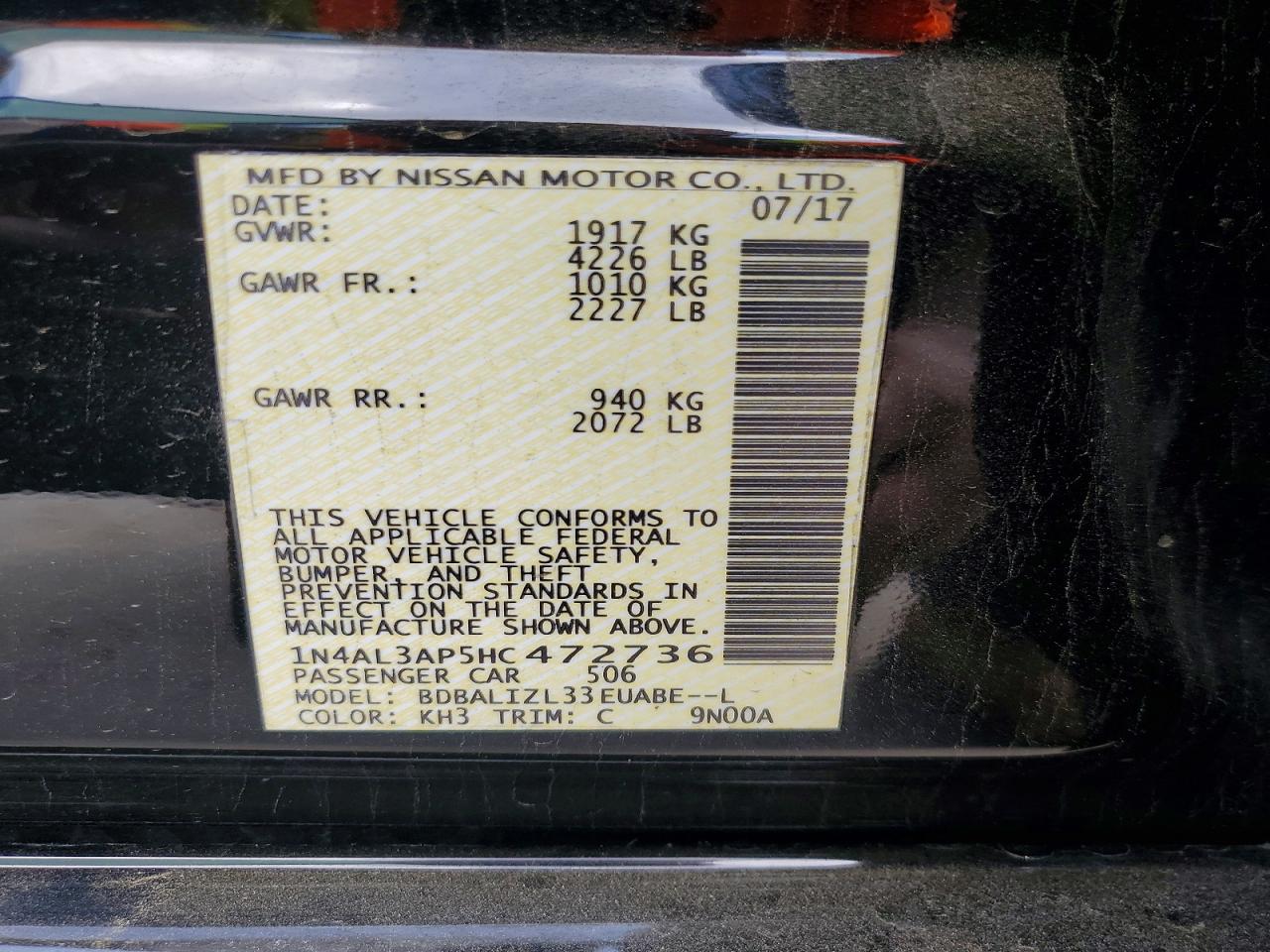 2017 NISSAN ALTIMA 2.5 SV photo 23
