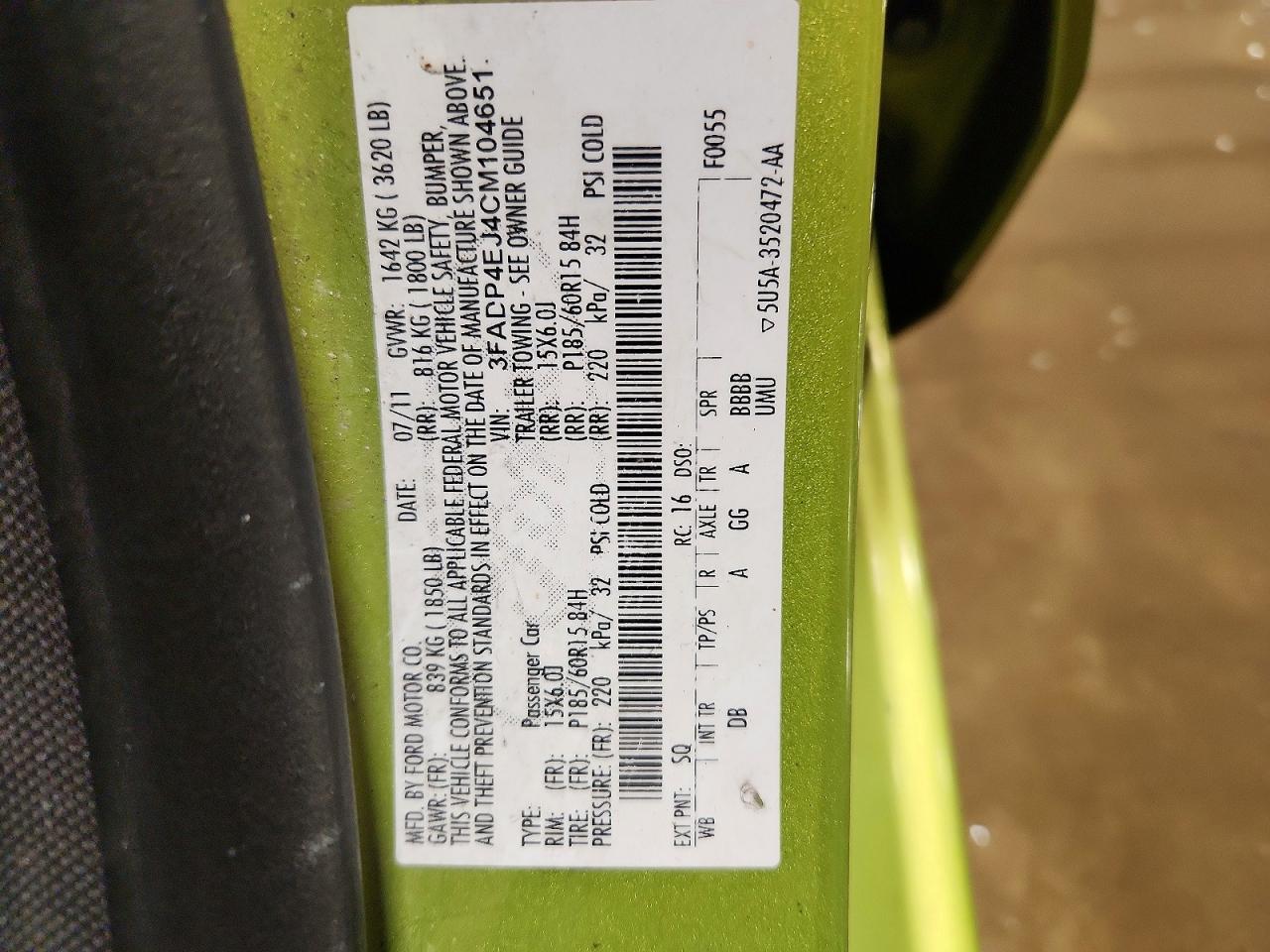 2012 FORD FIESTA SE photo 23