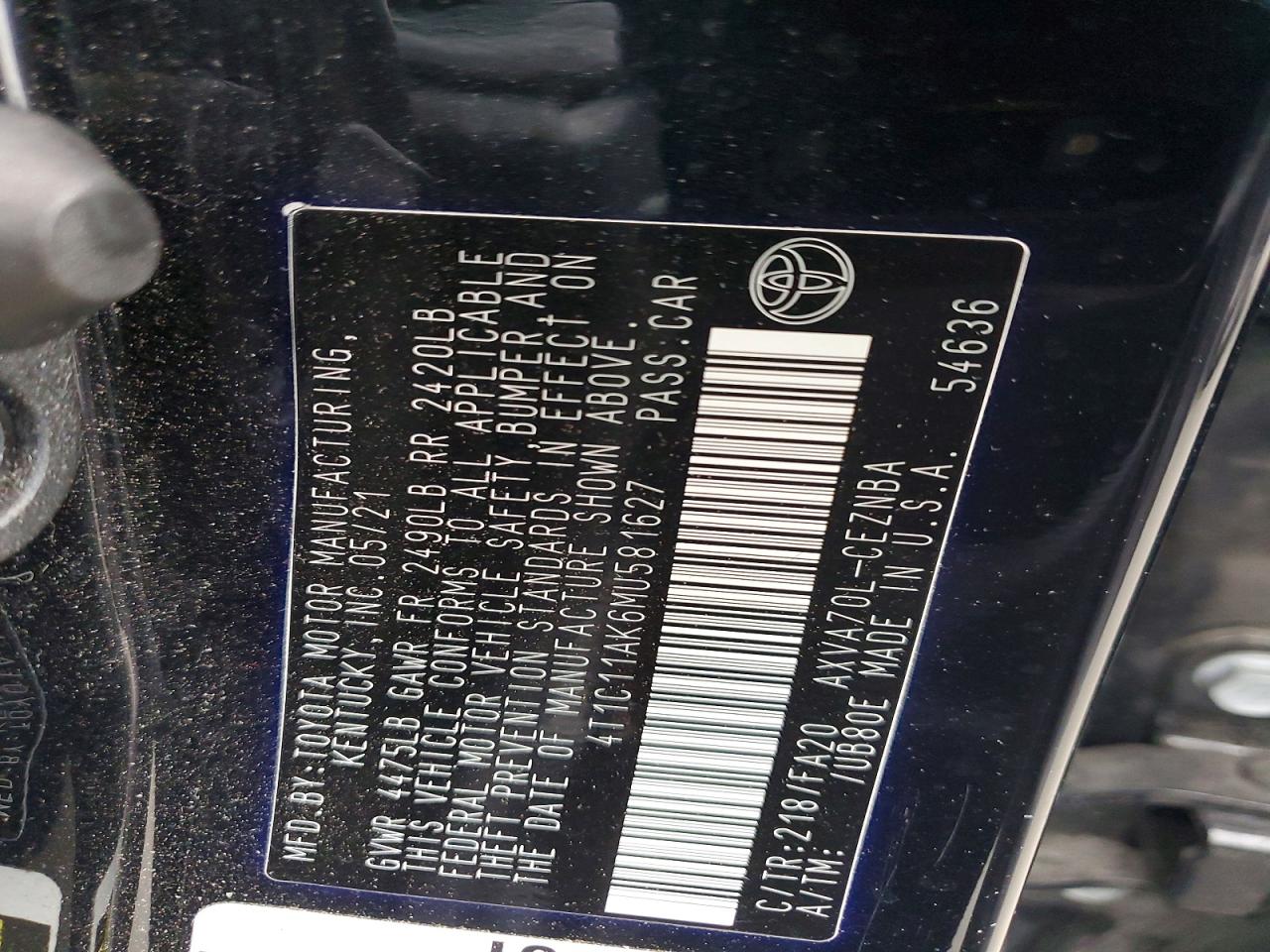2021 TOYOTA CAMRY LE photo 23