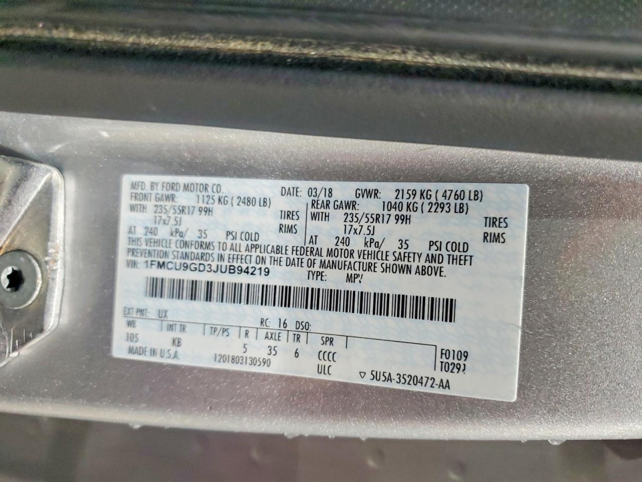 2018 FORD ESCAPE SE photo 37