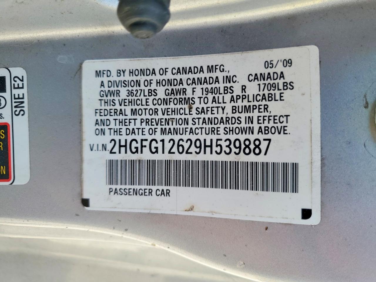 2009 HONDA CIVIC LX photo 12