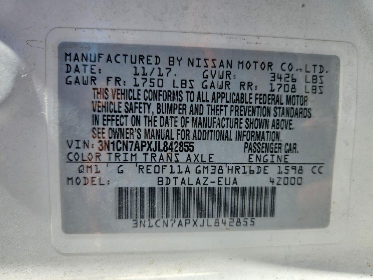 2018 NISSAN VERSA S PLUS photo 23